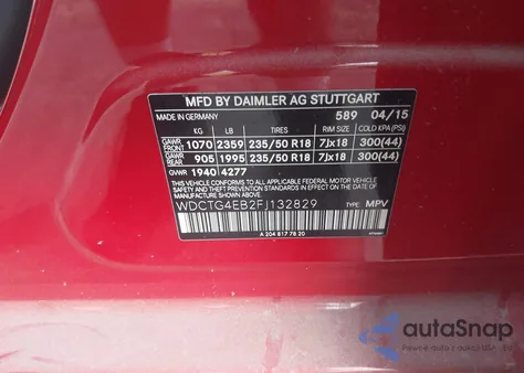 2015 Mercedes-Benz Gla 250 из США, поврежденный, VIN WDCTG4EB2FJ132829